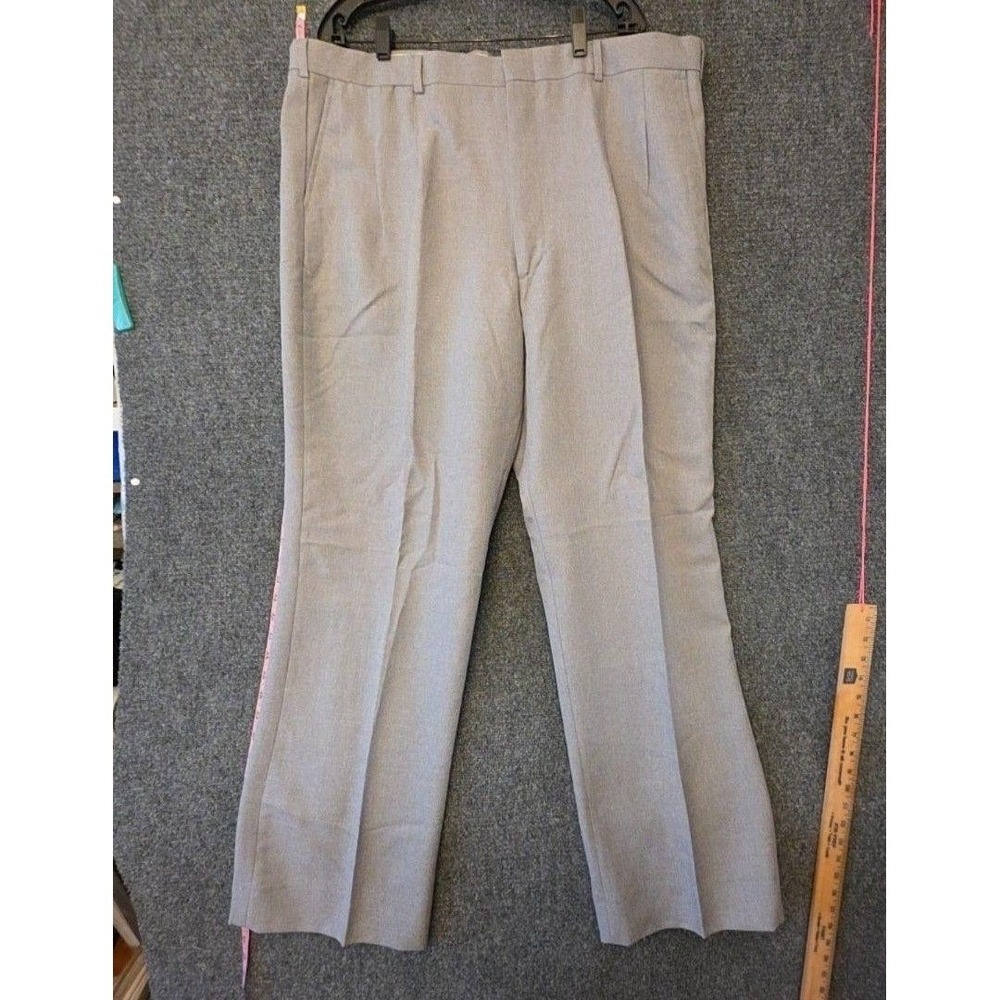Haband Dress Pants Mens 44x34 Gray Executive Division Classic Pleated Office